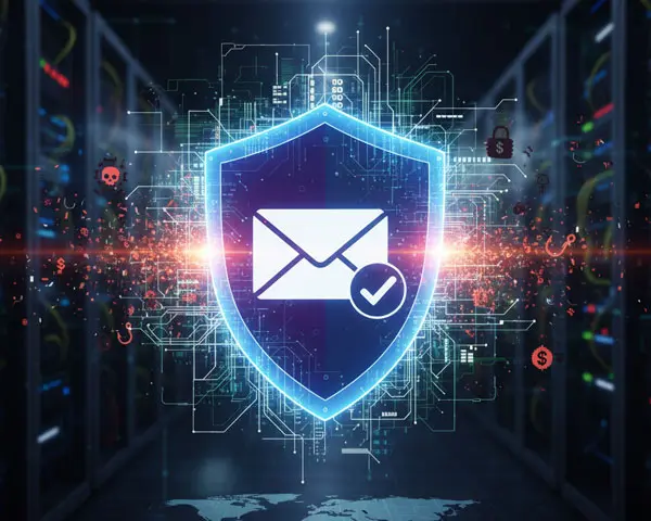 Ilustração de comunicação por email segura